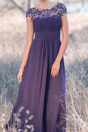 Gerüschtes kurze Ärmeln einfaches bodenlanges romantisches Brautjungfernkleid aus Chiffon - Bild 1