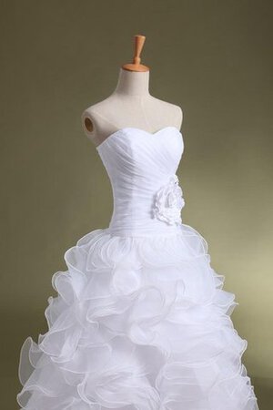 Abito da Sposa in Raso in Pizzo A Terra con Perline Cerniera in Organza - Foto 4