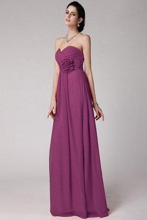 Robe demoiselle d'honneur longue plissage avec fleurs col en forme de cœur gaine - Photo 7