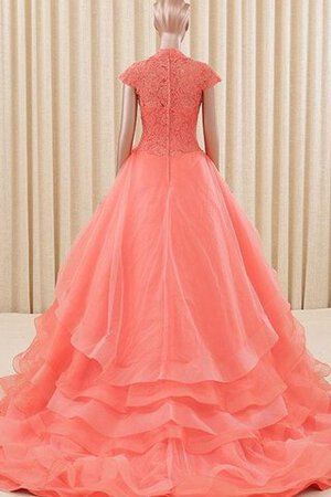 Duchesse-Linie Sweep train A Linie bodenlanges Quinceanera Kleid aus Spitze mit Bordüre - Bild 2