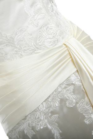 Robe de mariée simple balancement manche nulle satin extensible de traîne moyenne - Photo 4