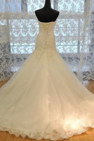 Spitze Organza Satin langes bodenlanges Brautkleid mit Rüschen - Bild 2