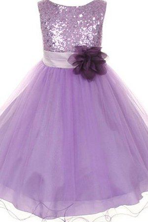 A-Line Ärmellos Blumenmädchenkleid mit Blume mit Pailletten - Bild 1