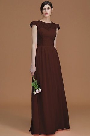 Robe demoiselle d'honneur naturel ligne a fermeutre eclair en chiffon col ras du cou - Photo 13