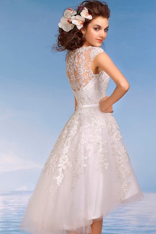 V-Ausschnitt Spitze plissiertes legeres einfaches Brautkleid mit Applikation - Bild 2