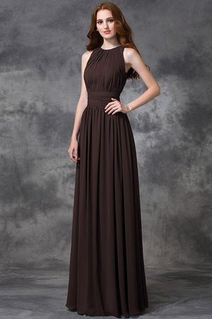 Natürliche Taile Ärmelloses A-Line Anständiges Brautjungfernkleid aus Chiffon - Bild 8