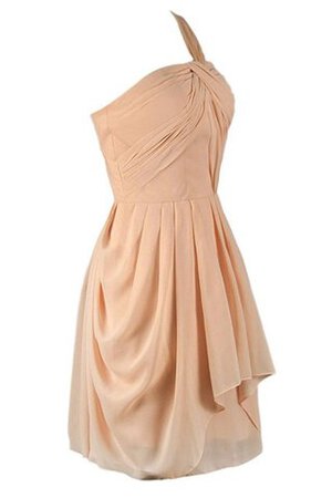 Robe demoiselle d'honneur naturel ruché avec sans manches d'épaule asymétrique avec zip - Photo 3