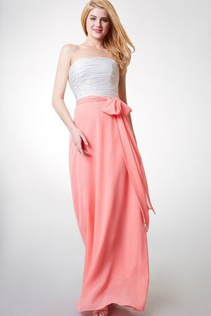 Robe demoiselle d'honneur luxueux avec zip ruché de bustier avec ruban - Photo 3