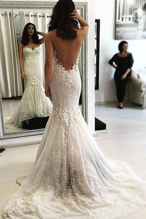 Meerjungfrau Normale Taille Herz-Ausschnitt Elegantes Brautkleid mit Bordüre - Bild 1