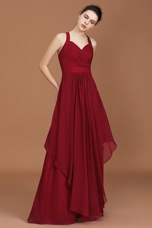A-Line Gerüschtes Gewinnend Bodenlanges Brautjungfernkleid aus Chiffon - Bild 5
