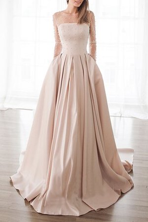 Robe de mariée voyant de traîne courte de col bateau couverture avec tulle humble - Photo 1