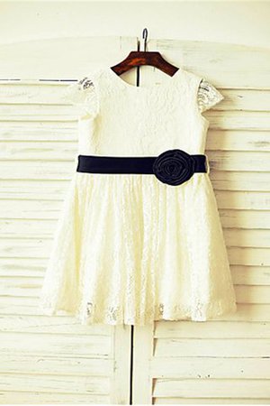 Robe de cortège enfant naturel jusqu'au mollet ligne a fermeutre eclair avec fleurs - Photo 1