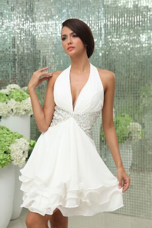 Abito dal Dolce Sedici con Increspature con Perline V-Scollo in Chiffon - Foto 3