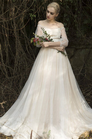 Robe de mariée avec perle jusqu'au sol en satin grosses soldes longue - Photo 5