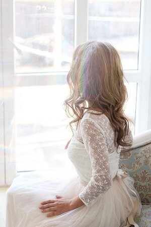 Tüll a linie Dom Juwel Ausschnitt modisches Brautkleid mit Schaufel Ausschnitt - Bild 4