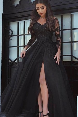 Robe de bal de mode de bal belle avec décoration dentelle longueur au ras du sol naturel - Photo 1