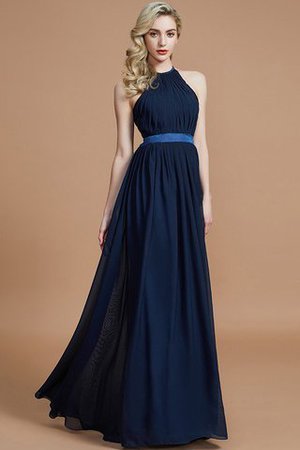 Robe demoiselle d'honneur manche nulle avec zip ruché jusqu'au sol en chiffon - Photo 2