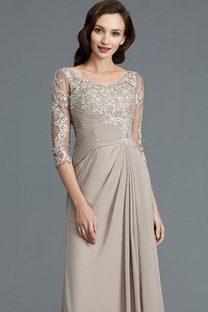 Robe mère de mariée encolure ronde en chiffon avec manche 1/2 jusqu'au sol a-ligne - Photo 7