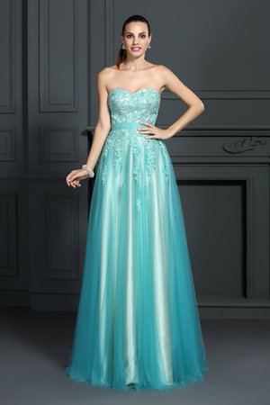 Abito da Sera con Applique Senza Maniche Cerniera A-Line in Raso Satin Elastico - Foto 1