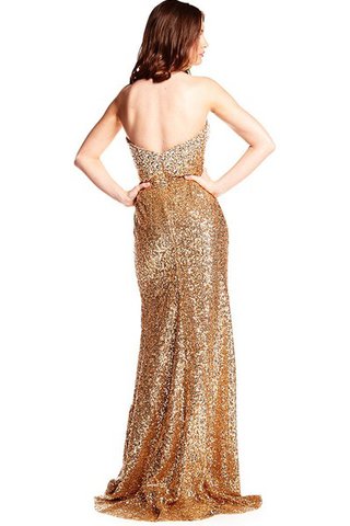 Robe de bal simple sexy avec sans manches dos nu en tissu pailleté - Photo 2