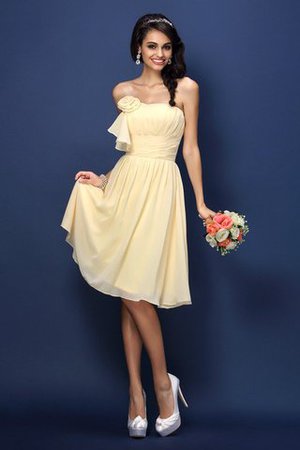 Drapiertes Natürliche Taile Plissiertes Brautjungfernkleid aus Chiffon ohne Ärmeln - Bild 1