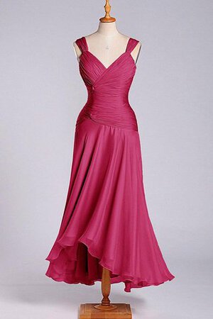 Vestido de Dama de Honor de Corte Recto en Gasa de Sin mangas de Cola Barriba de Natural - Foto 3