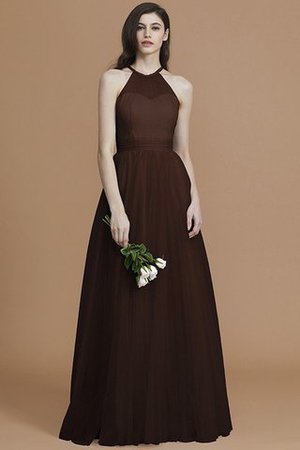 Nackenband Prinzessin Bodenlanges Brautjungfernkleid ohne Ärmeln mit Rüschen - Bild 13