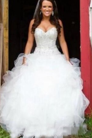 Robe de mariée vintage romantique de mode de bal avec lacets col en forme de cœur - Photo 3