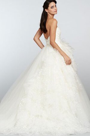 Robe de mariée naturel de col en cœur longueur au ras du sol en tulle - Photo 2