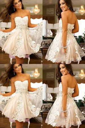 Robe de graduation decoration en fleur de princesse manche nulle en tulle a-ligne - Photo 1