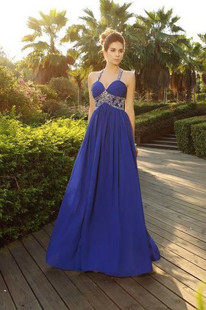 Chiffon Ärmelloses Bodenlanges Anständiges Abendkleid mit Breiter Träger - Bild 1