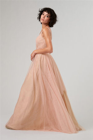 Robe demoiselle d'honneur avec sans manches en satin textile en tulle passionnant longue - Photo 2