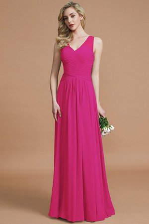 Prinzessin Normale Taille Bodenlanges Brautjungfernkleid aus Chiffon mit V-Ausschnitt - Bild 16