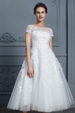 Plissiertes Ausgezeichnet Informelles Glamouröses Wadenlanges Brautkleid - Bild 7