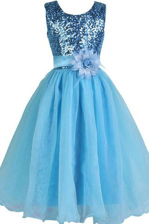 Robe de cortège enfant pailleté textile en tulle col u profond a-ligne avec zip - Photo 1