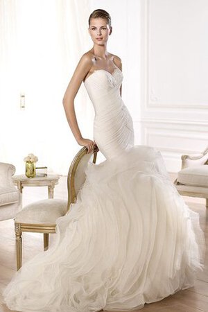 Robe de mariée entrecroisé ruché de sirène de traîne courte fermeutre eclair - Photo 3