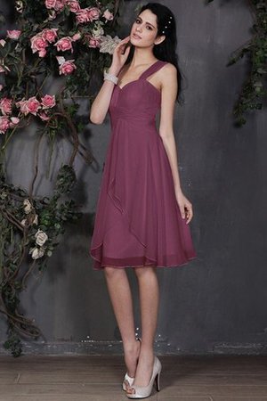 Robe demoiselle d'honneur naturel plissage bref de longueur à genou avec zip - Photo 5