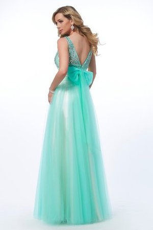 Robe de soirée ligne a col en bateau avec perle avec sans manches fermeutre eclair - Photo 2