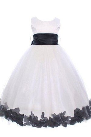 Robe de cortège enfant encolure ronde manche nulle avec fleurs avec nœud à boucles - Photo 1