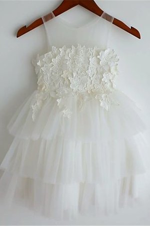 Robe de cortège enfant en tulle jusqu'au mollet a-ligne de princesse manche nulle - Photo 1