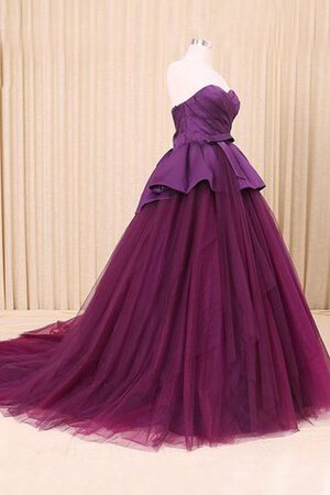 Robe de quinceanera en tulle longueur au ras du sol de col en cœur appliques de traîne courte - Photo 2