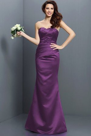 Empire Taille Meerjungfrau Stil Plissiertes Brautjungfernkleid aus Satin mit Reißverschluss - Bild 5