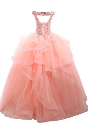 Robe de quinceanera simple mode naturel de col bateau de mode de bal - Photo 6