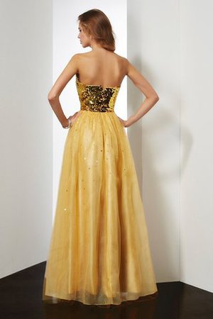 Robe de soirée brillant longue de col en cœur avec sans manches en organza - Photo 2