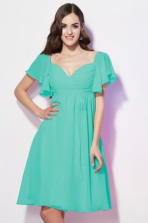 Robe demoiselle d'honneur bref en chiffon avec manche courte collant de lotus - Photo 15