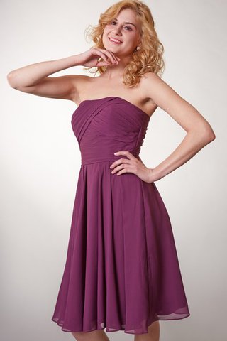 Ärmellos Reißverschluss a linie trägerlos mini Brautjungfernkleid aus Chiffon - Bild 2