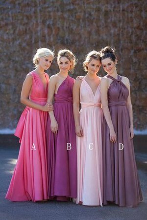 Abito da Damigella in Chiffon Senza Maniche Semplice con Increspato con Piega Elegante - Foto 2