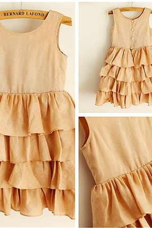 Robe de cortège enfant naturel avec gradins en chiffon longueur mollet de princesse - Photo 1