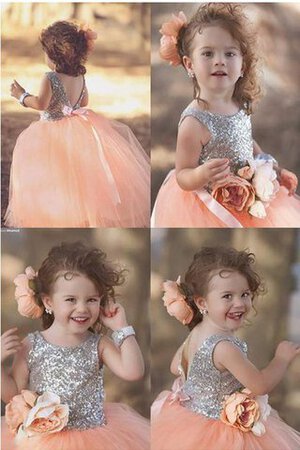 Robe de cortège enfant de princesse avec sans manches en tulle au niveau de cou jusqu'au sol - Photo 1