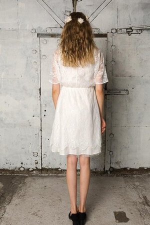 A-Linie Reißverschluss Spitze plissiertes Brautkleid mit Rüschen mit Bordüre - Bild 5